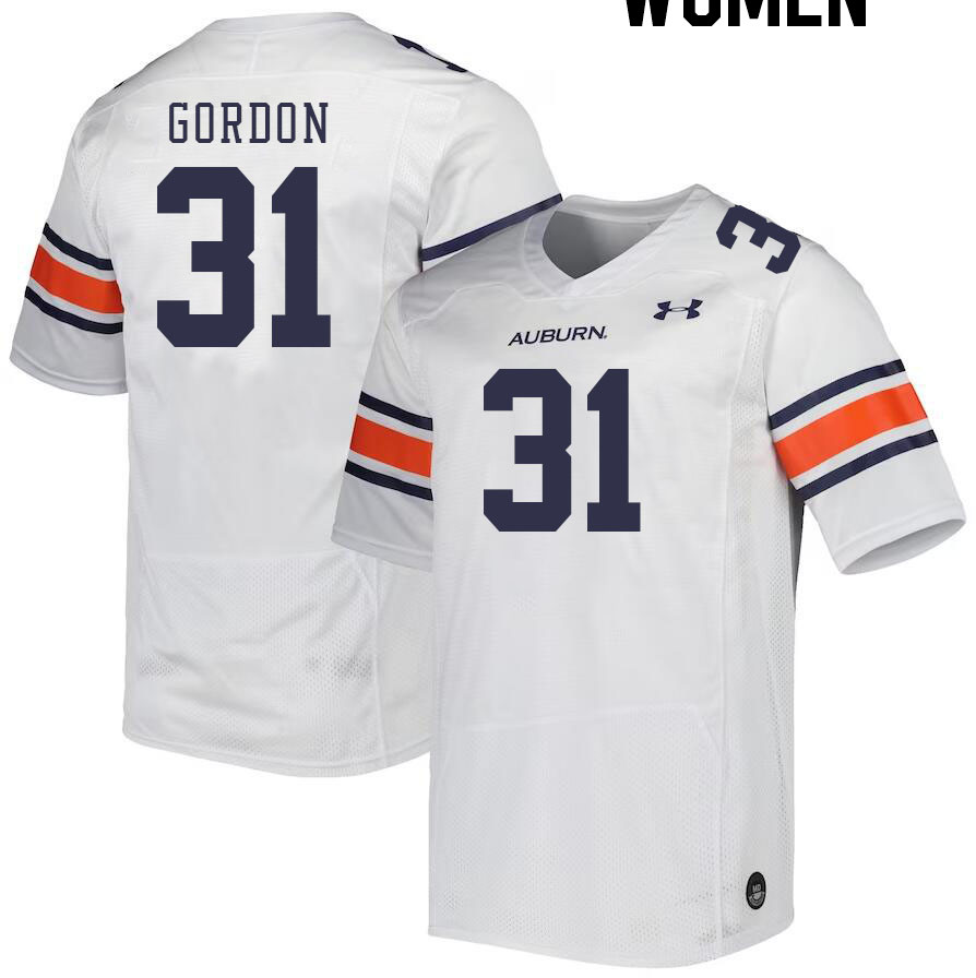 Women #31 Powell Gordon Auburn Tigers College Football Jerseys Stitched-White - Click Image to Close